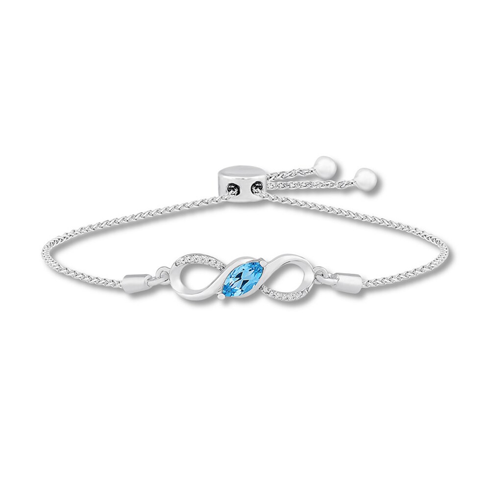 Blue Topaz & Diamond Infinity Bolo Bracelet Sterling Silver AOiEcsGd
