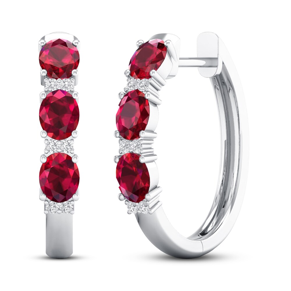 Ruby Earrings 1/20 ct tw Diamonds 10K White Gold APaPOgXT