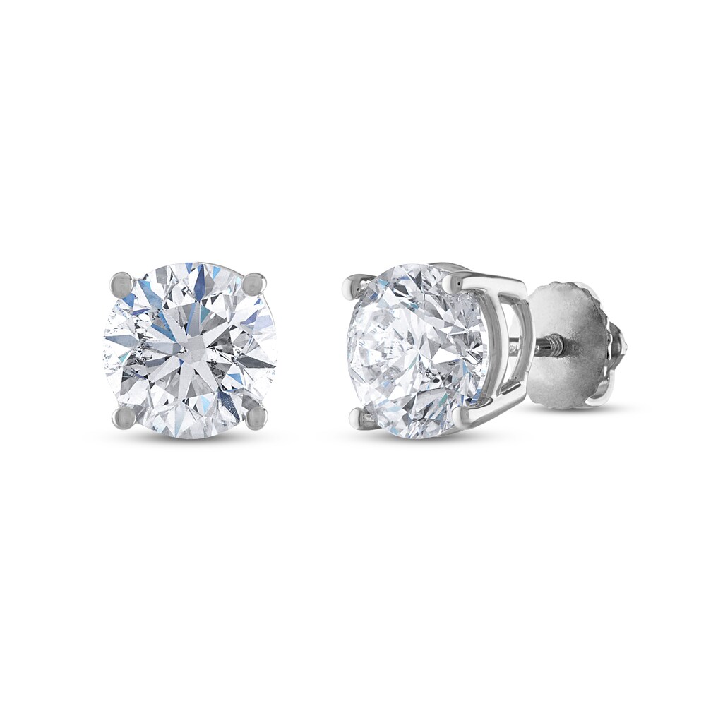 Certified Diamond Solitaire Earrings 3 ct tw Round 14K White Gold (I1/I) ATNPHuiD