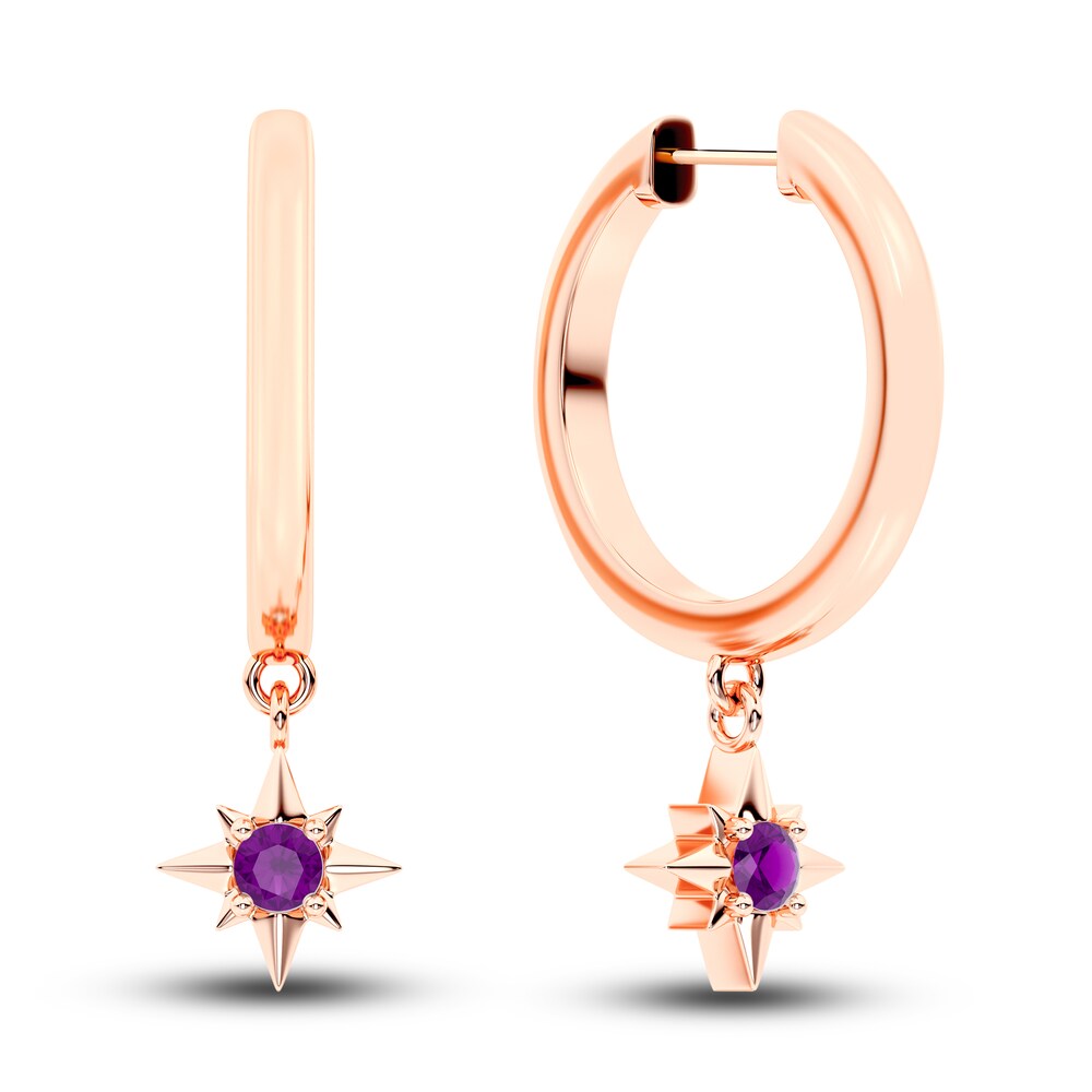 Juliette Maison Natural Amethyst Starburst Hoops 10K Rose Gold AU0DK4BN