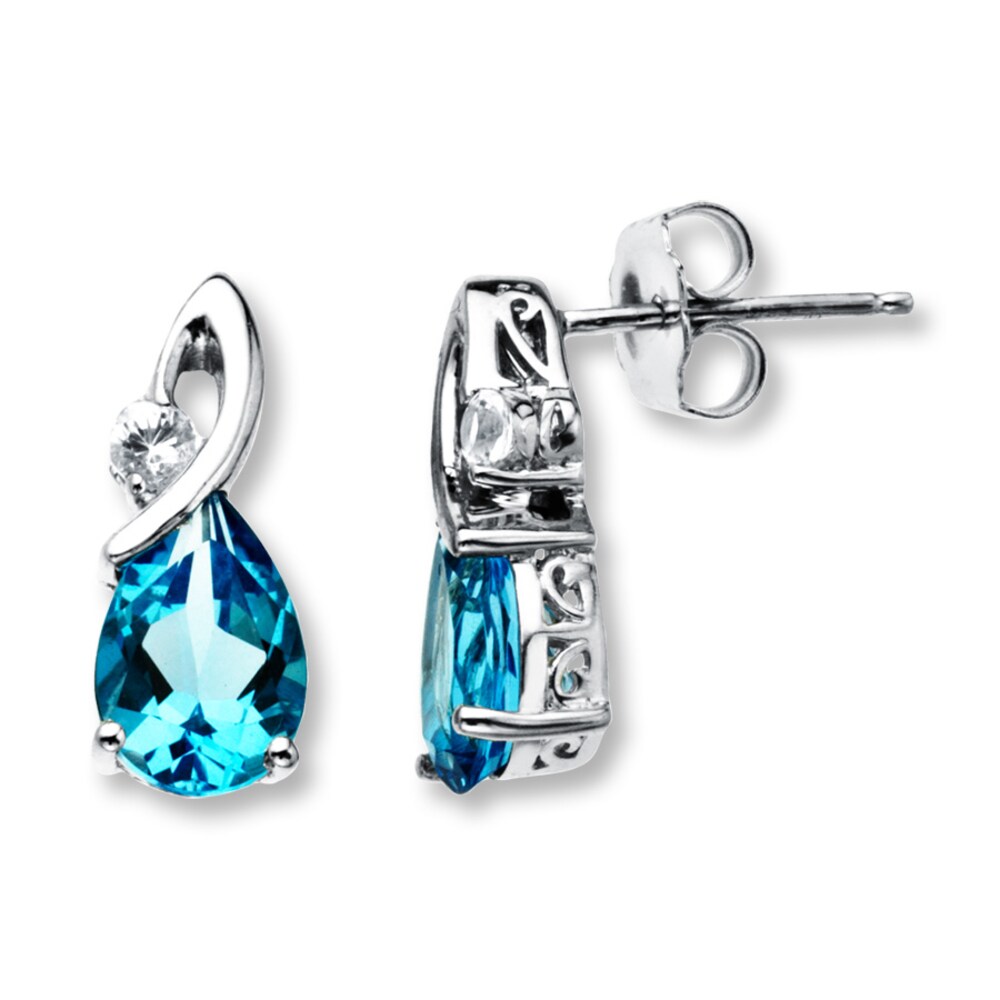 Topaz Earrings Blue & White Sterling Silver AawU9w5Q