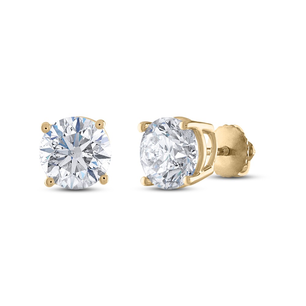 Diamond Solitaire Stud Earrings 1 ct tw Round 14K Yellow Gold (I1/I) Aedg8MxR