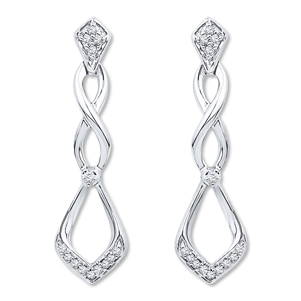 Diamond Drop Earrings 1/10 ct tw Round-cut Sterling Silver AlVNavzN