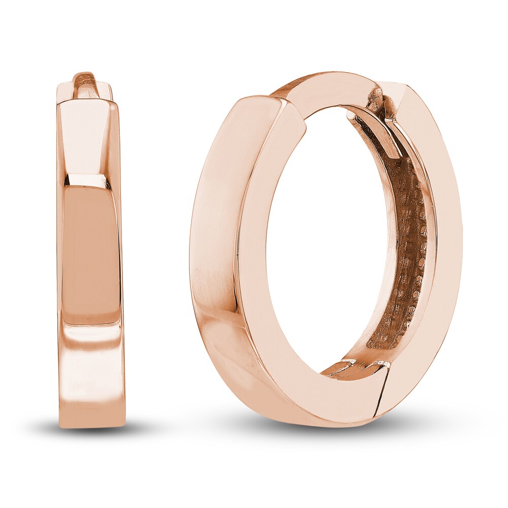 Polished Square Huggie Earrings 14K Rose Gold 10mm And6hiDk