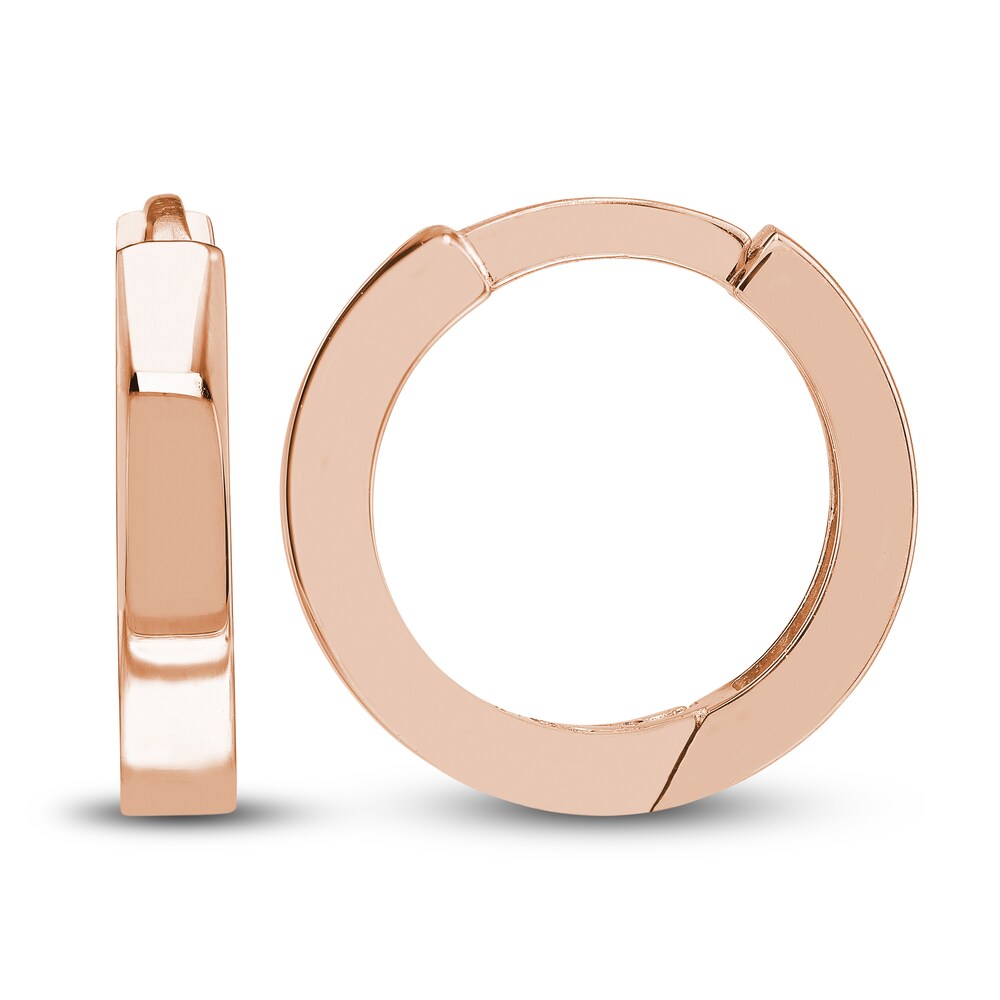 Polished Square Huggie Earrings 14K Rose Gold 10mm And6hiDk