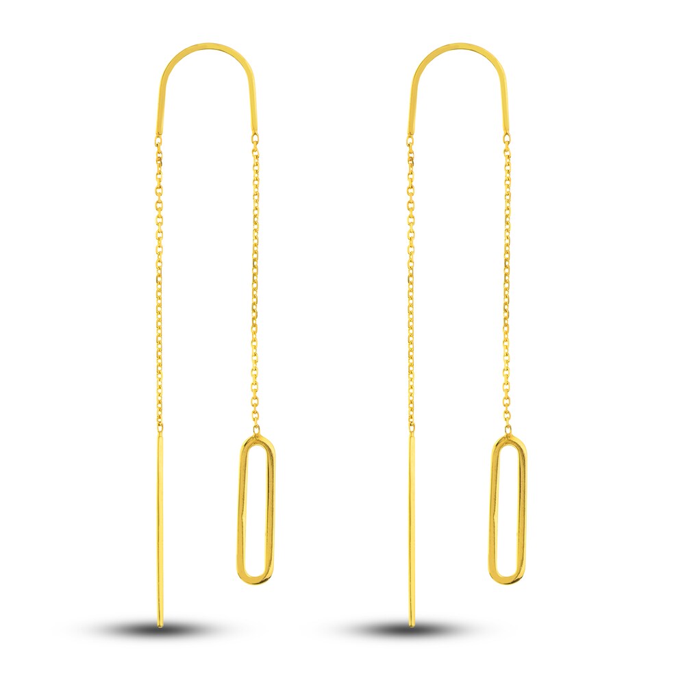 Paper Clip Threader Earrings 14K Yellow Gold AqXvv5fZ