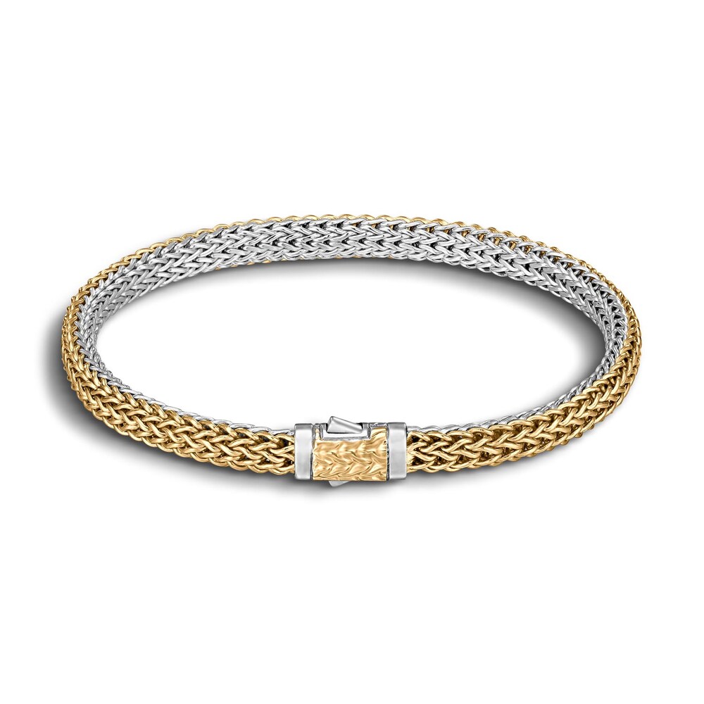 John Hardy Classic Chain 5MM Reversible Bracelet, Silver, 18K Gold, Small Atb1yzPH