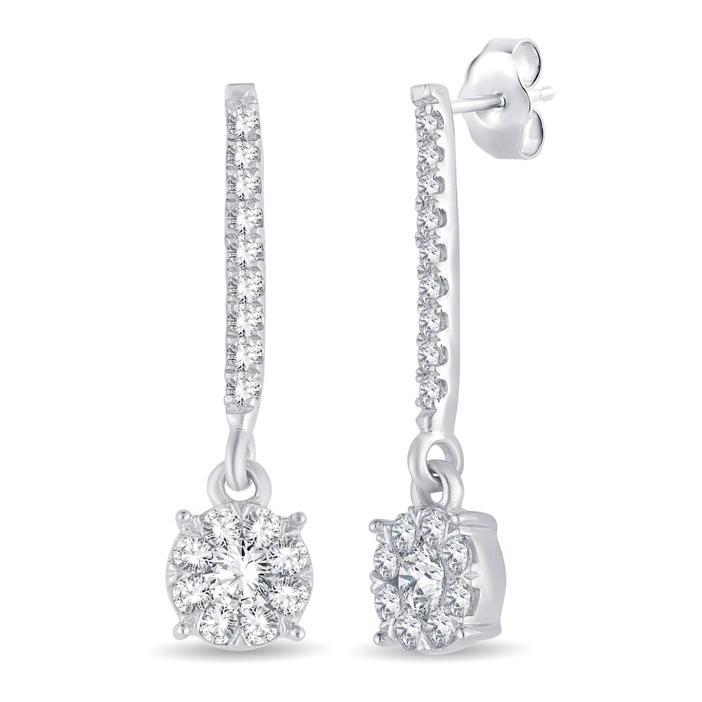 Diamond Earrings 1/2 ct tw Round 10K White Gold AvA6th4T