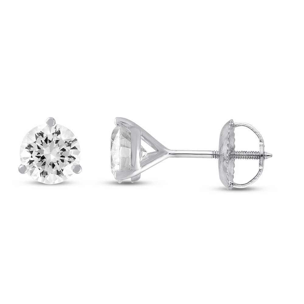 Certified Diamond Solitaire Earrings 1-1/2 ct tw Round 18K White Gold (SI2/I) AzW5BVbS
