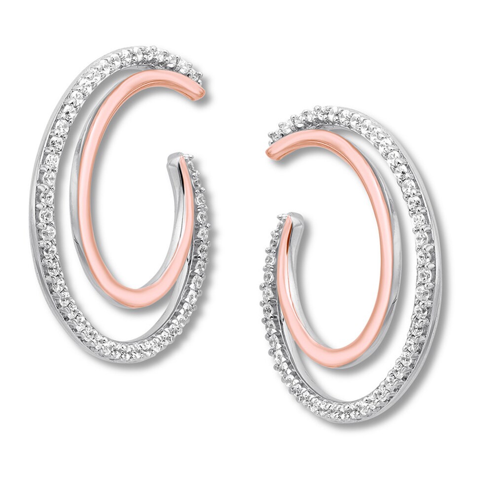 Diamond Hoop Earrings 1/2 carat tw Round 14K Two-Tone Gold B0JXklpQ