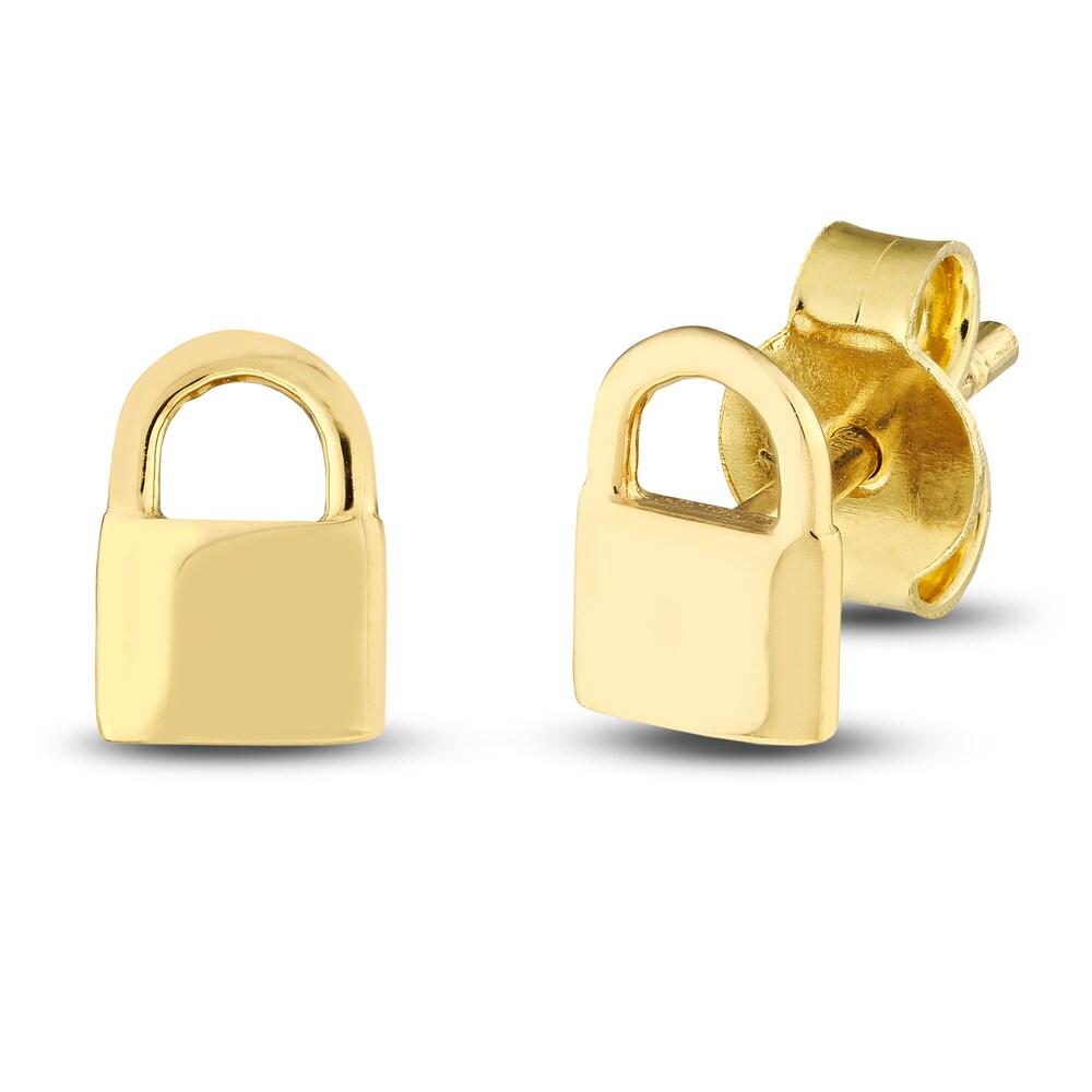 Padlock Stud Earrings 14K Yellow Gold B6nDYQzQ