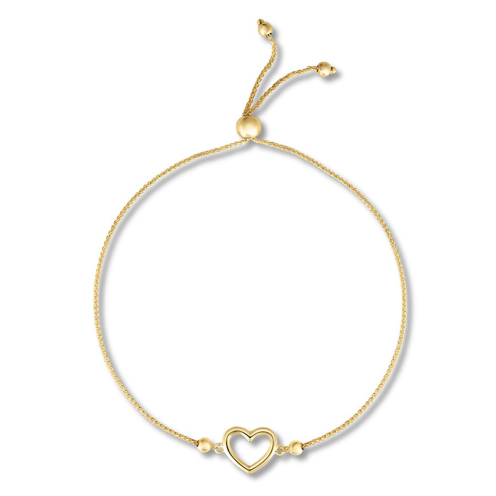 Heart Bolo Bracelet 10K Yellow Gold B90HqNG0