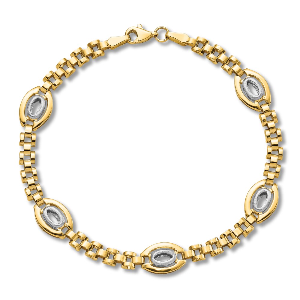 5 Station Bracelet 14K Yellow Gold/White Rhodium 8" BBLhazw9