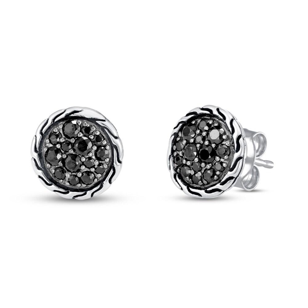 John Hardy Classic Chain Stud Earrings Black Sapphire/Black Spinel Sterling Silver BDfMJkVP