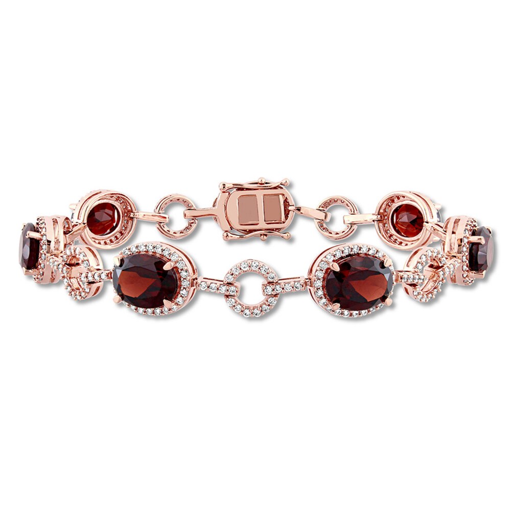 Garnet Link Bracelet 1-1/2 ct tw Diamonds 14K Rose Gold BEHQtLa5
