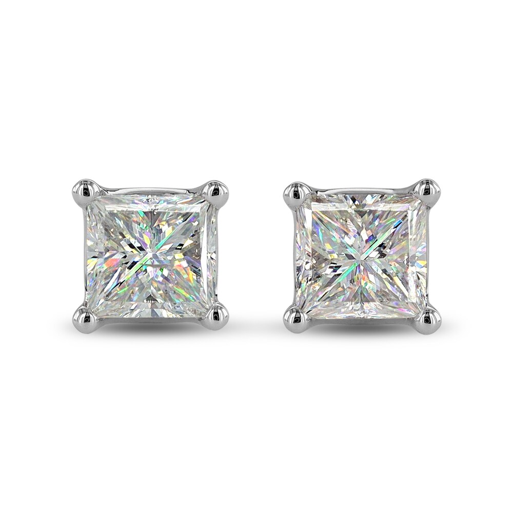 THE LEO First Light Diamond Solitaire Princess Earrings 2 ct tw 14K White Gold (I1/I) BEg2WSYA