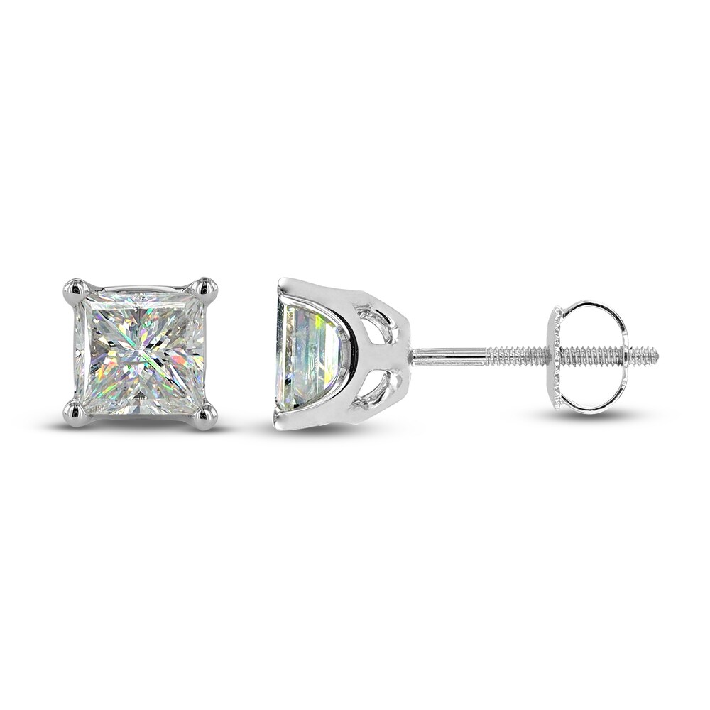 THE LEO First Light Diamond Solitaire Princess Earrings 2 ct tw 14K White Gold (I1/I) BEg2WSYA