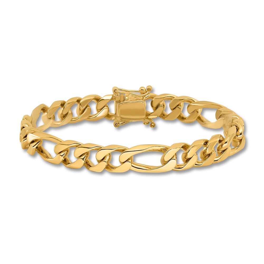 Men's Figaro Chain Bracelet 14K Yellow Gold 9.0mm 8" BGIMwU9l