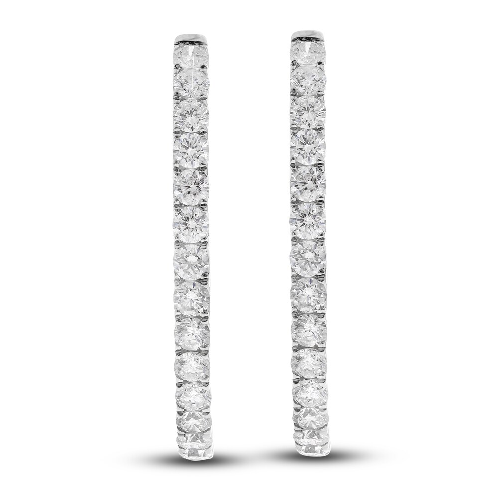 Diamond Hoop Earrings 4 ct tw Round 14K White Gold BPrE340V