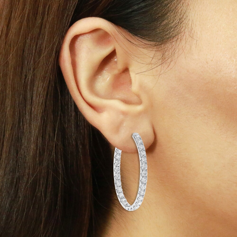 Diamond Hoop Earrings 4 ct tw Round 14K White Gold BPrE340V