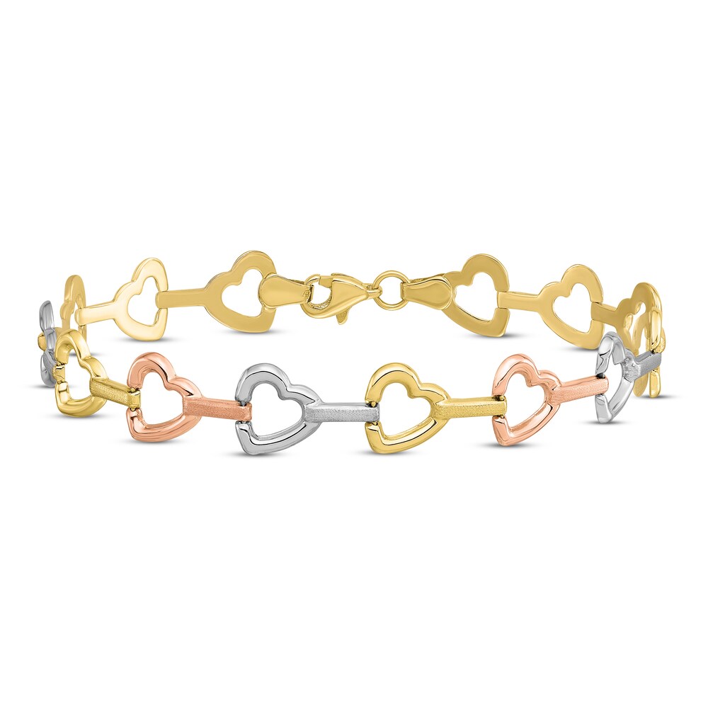 Heart Bracelet 10K Tri-color Gold BQOdsEMp