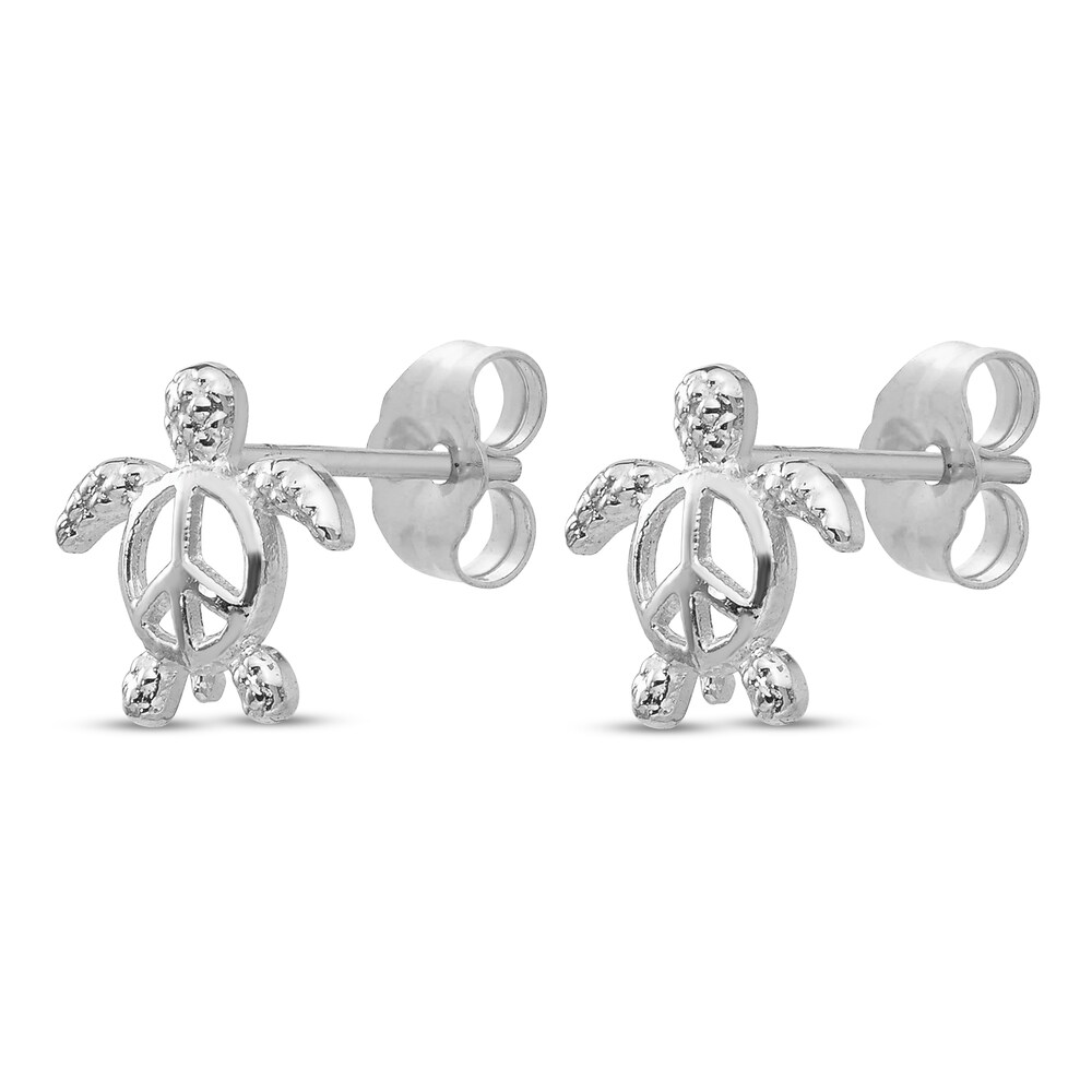 Turtle Stud Earrings 14K White Gold BRJzRDif