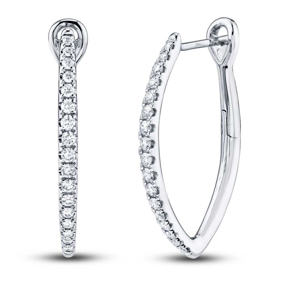Shy Creation Diamond Hoop Earrings 1/3 ct tw Round 14K White Gold SC22005493 BaF2ftVc