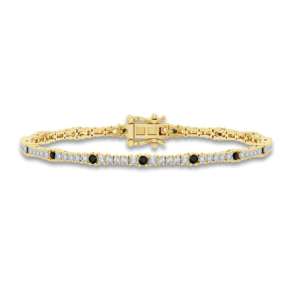 Black & White Diamond Tennis Bracelet 2-1/2 ct tw Round 14K Yellow Gold BdLZxl2V