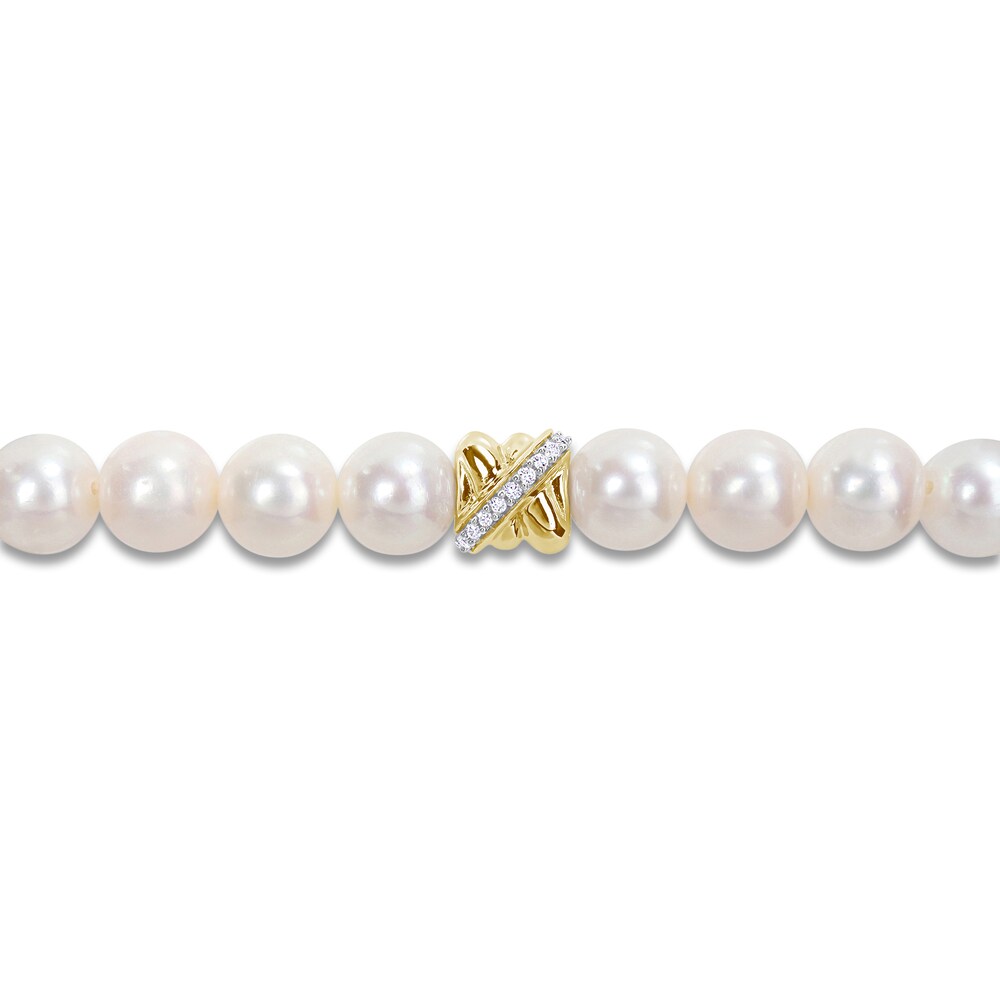 Cultured Freshwater Pearl Bracelet 1/10 ct tw Diamonds 14K Yellow Gold 7.5\" BfwgRiW9