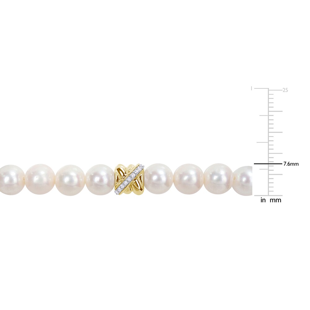 Cultured Freshwater Pearl Bracelet 1/10 ct tw Diamonds 14K Yellow Gold 7.5\" BfwgRiW9