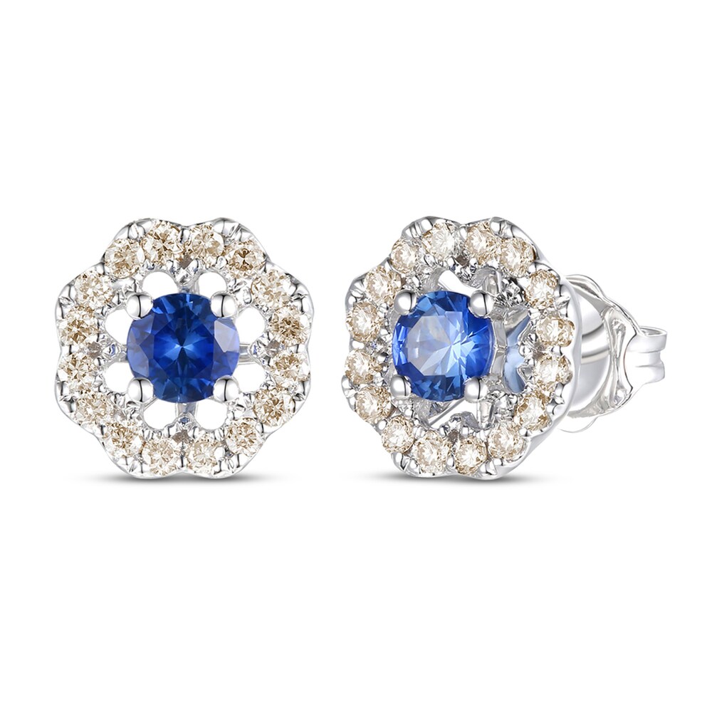 Le Vian Natural Blue Sapphire Earrings 1/3 ct tw Diamonds 14K Vanilla Gold Bg21aYj7