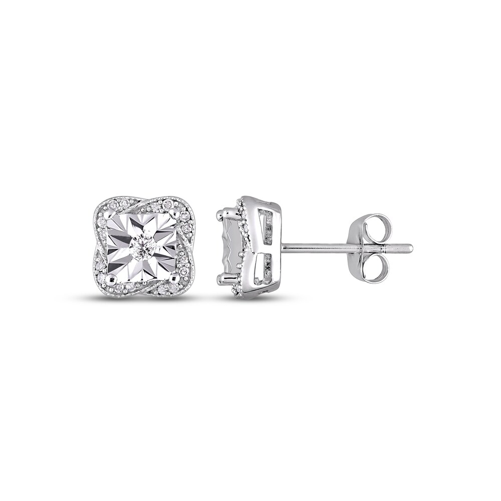 Diamond Stud Earrings 1/6 ct tw Round 10K White Gold BgTFV2Xd