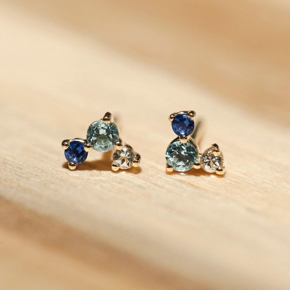 Juliette Maison Natural Multi-Gemstone Constellation Stud Earrings 10K White Gold BghGVbpb