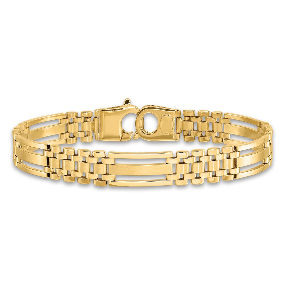 Men\'s Link Chain Bracelet 14K Yellow Gold 10.1mm 8.75\" Bhp28LwQ