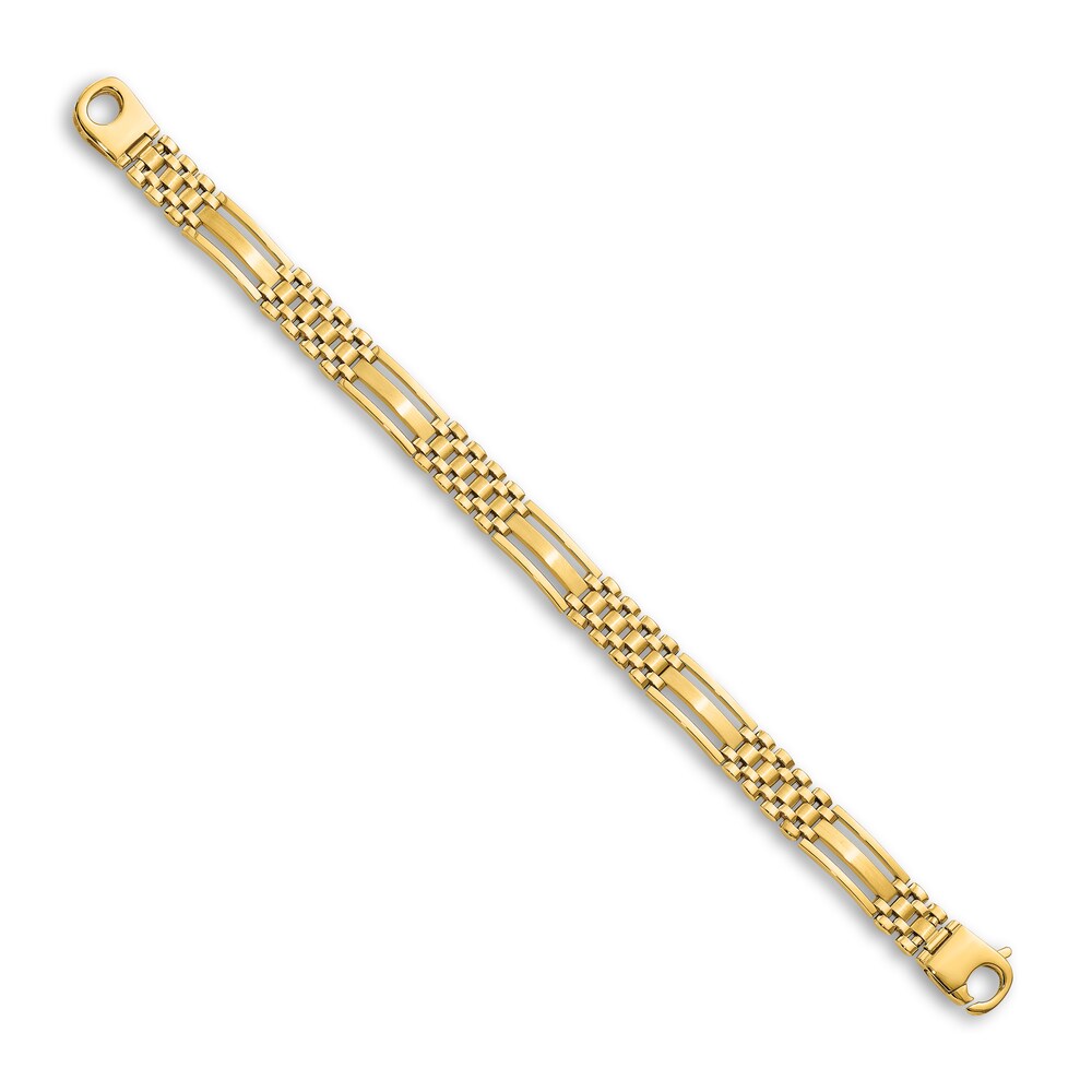 Men\'s Link Chain Bracelet 14K Yellow Gold 10.1mm 8.75\" Bhp28LwQ