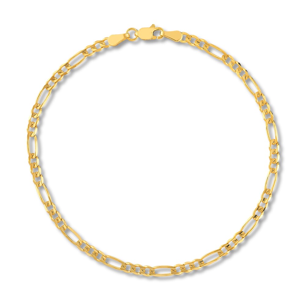 Figaro Chain Bracelet 14K Yellow Gold 8" Bhxc1Fl9