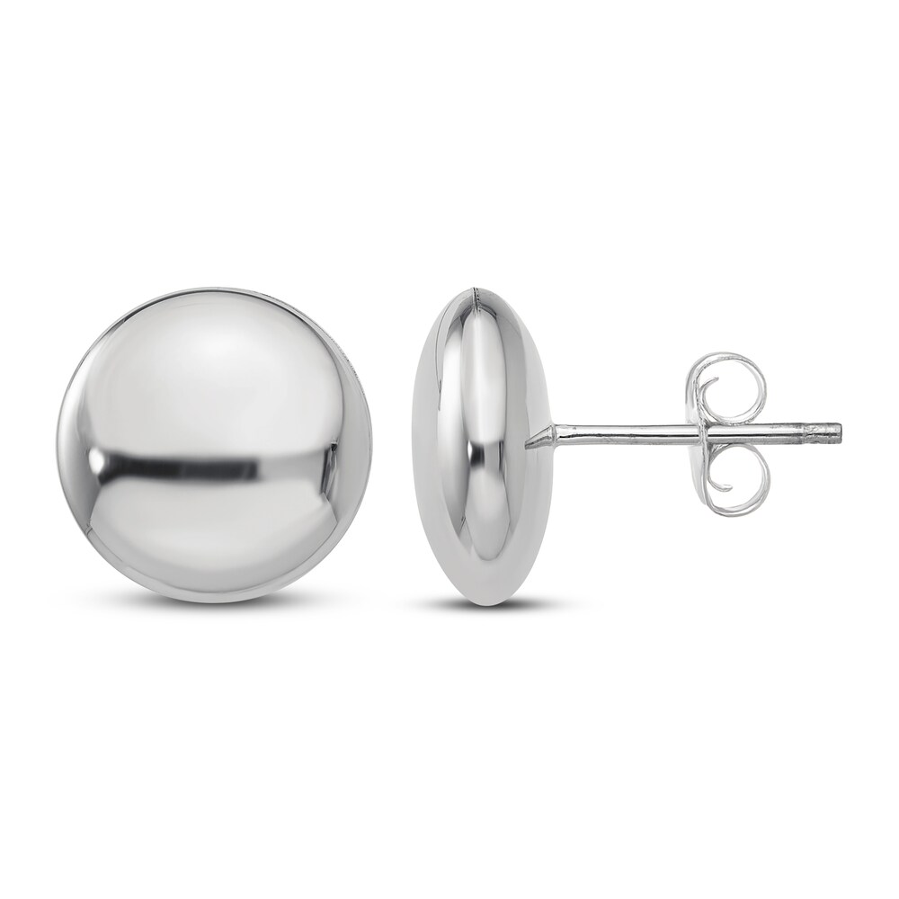 Button Stud Earrings 14K White Gold BiUGNWxO