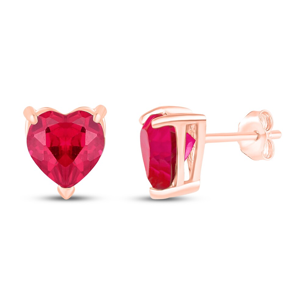 Lab-Created Ruby Earrings 10K Rose Gold BkZuxpRi