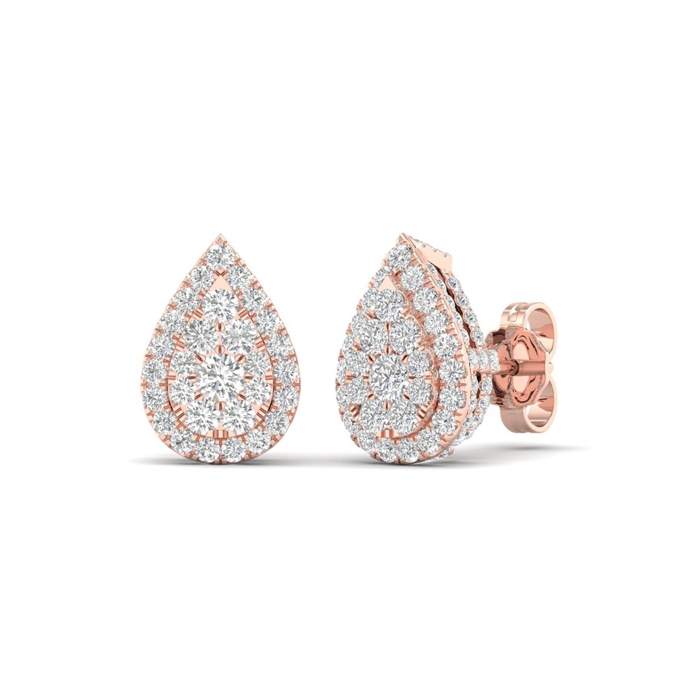 Colorless Diamond Earrings 1 ct tw Round 14K Rose Gold BnXAQ075