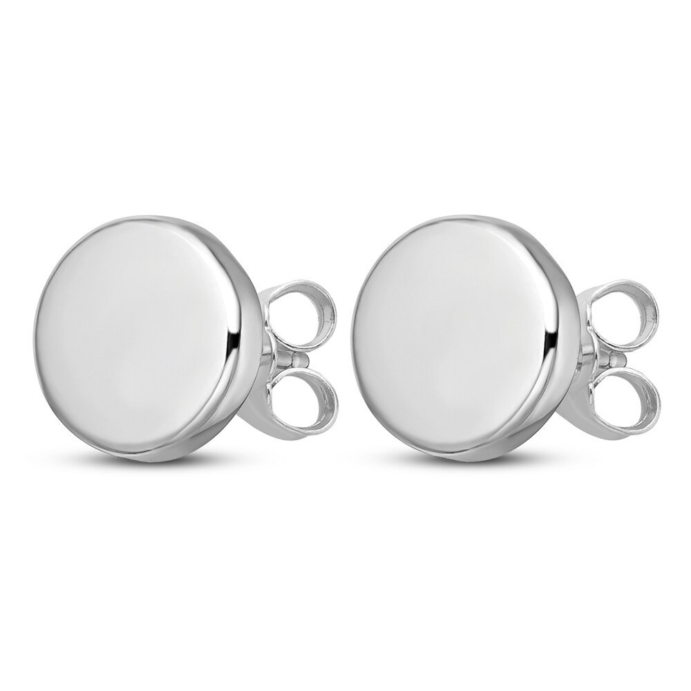 Button Disc Stud Earrings 14K White Gold BrhjNmlB