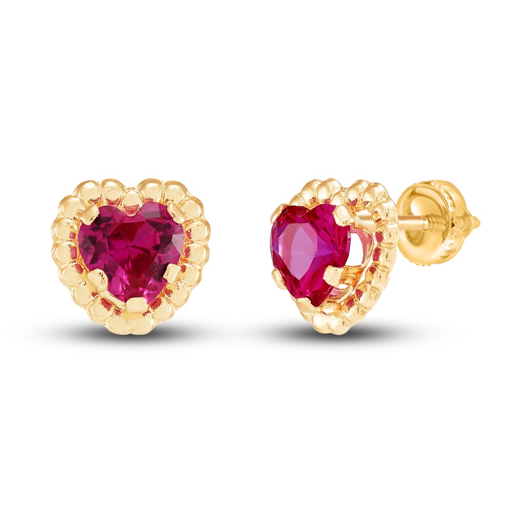 Children's Lab-Created Ruby Stud Earrings 14K Yellow Gold BtOwsYNp