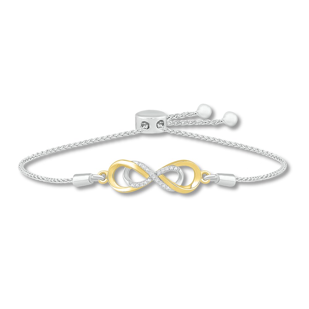 Diamond Infinity Bracelet 1/20 ct tw Round Sterling Silver/10K Yellow Gold ByNTGRlO