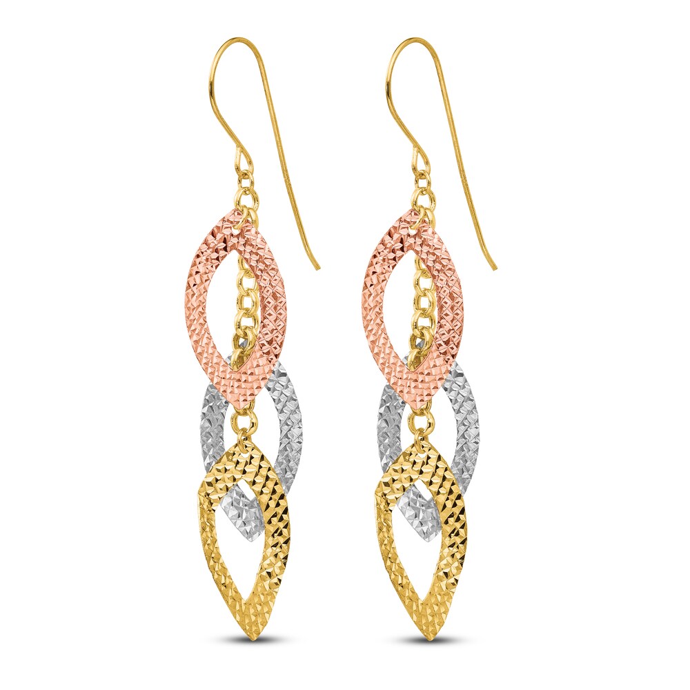 Polished Diamond-Cut Dangle Earrings 14K Tri-Tone Gold Bz1K9RPd