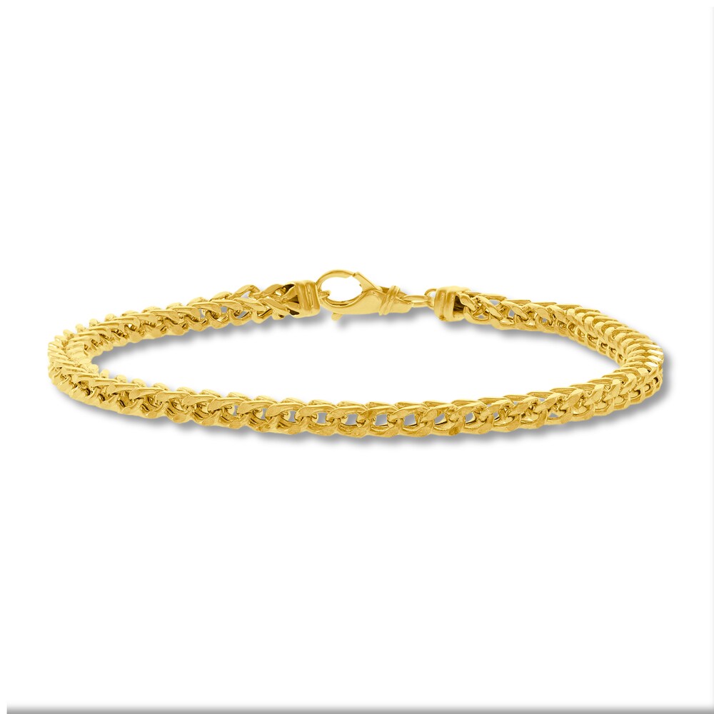 Square Franco Chain Bracelet 14K Yellow Gold 8.75" Bz3TmrkR