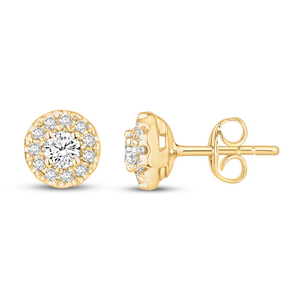 Hearts Desire Diamond Stud Earrings 1/2 ct tw Round 18K Yellow Gold BzECBQqp