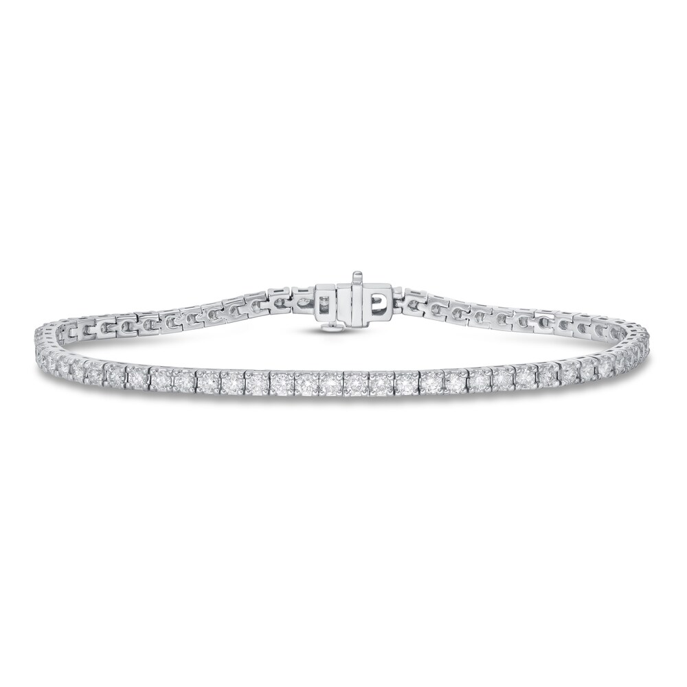 Lab-Created Diamond Bracelet 3 ct tw Round 14K White Gold C0Nu5ynU