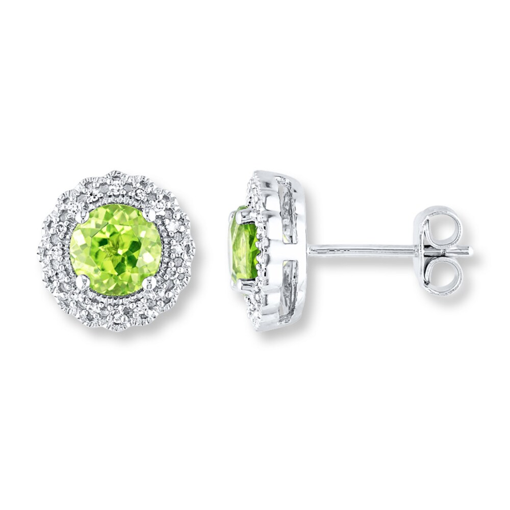 Peridot Earrings 1/10 ct tw Diamonds Sterling Silver C21U3oQN