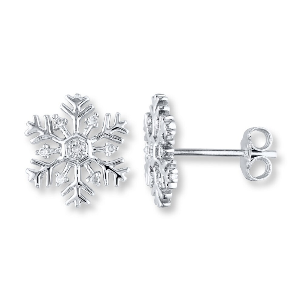 Snowflake Earrings 1/20 ct tw Diamonds Sterling Silver C2PGamRT