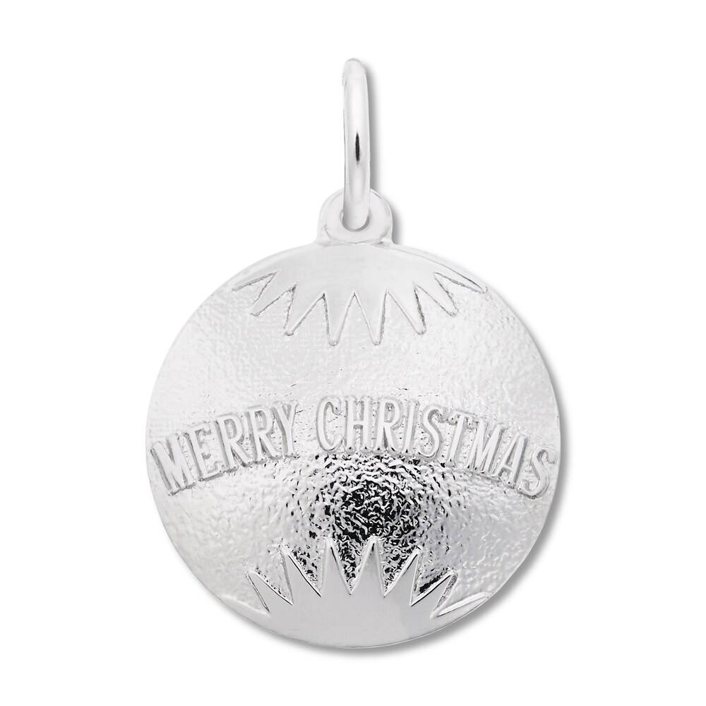 Merry Christmas Bulb Ornament Charm Sterling Silver C40IcJ2s