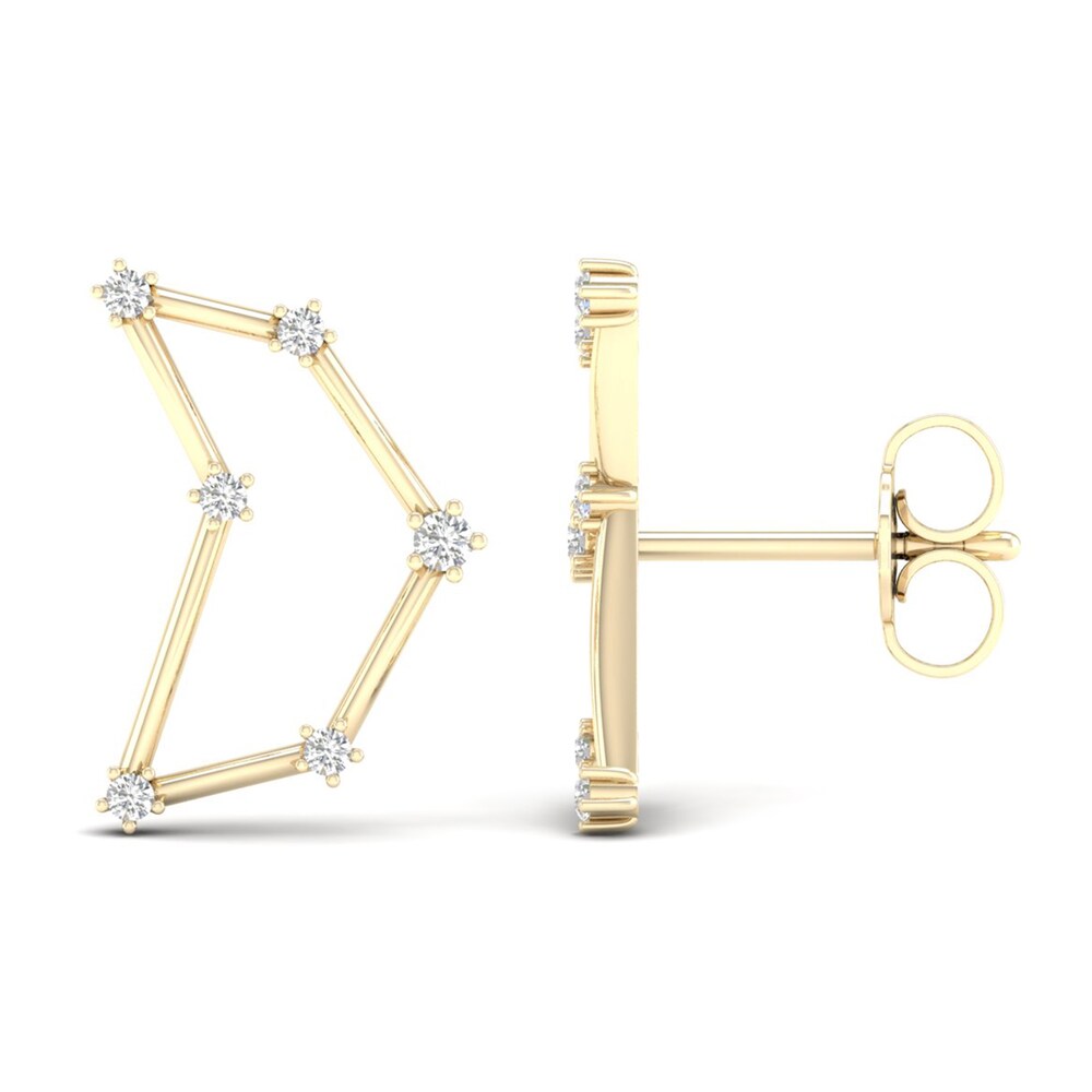 Diamond Capricorn Constellation Earrings 1/8 ct tw Round 14K Yellow Gold CATKAwSP